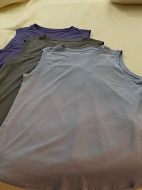 Best Bundle for Summer! 3 Sleeveless Scoop Neck Tanks- Light Blue, Gray, Purple